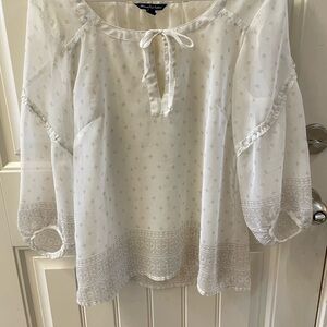 American Eagle Outfitters White Blouse with Tie Neck